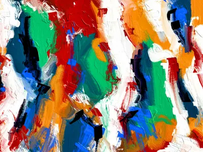 Colorful abstract acrylic painting showcasing dynamic brushstrokes and texture. 4k abstract wallpaper