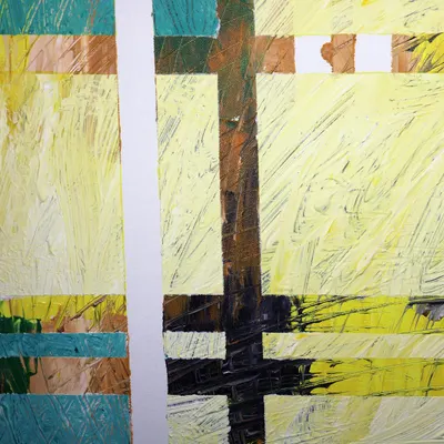 Dynamic abstract painting with vibrant geometric patterns and textures on canvas 4k abstract wallpaper