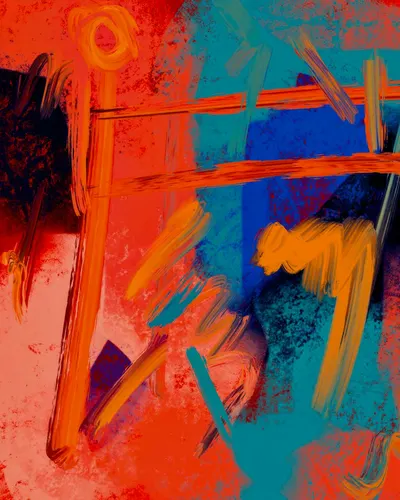 Dynamic abstract painting with vivid colors and bold brush strokes, perfect for  4k abstract wallpaper