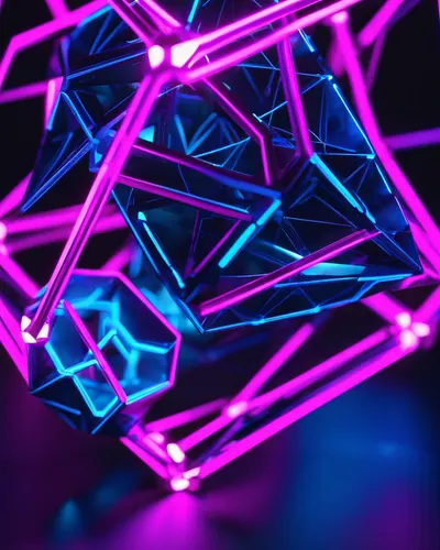 Geometric Neon Wireframe phone abstract wallpaper