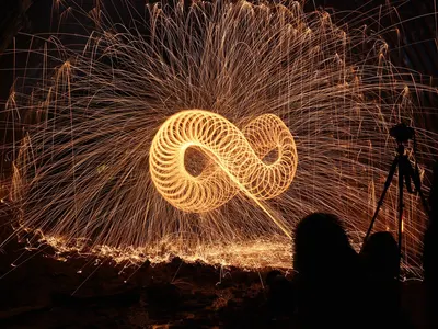 Steelwool fire infinite 4k abstract wallpaper