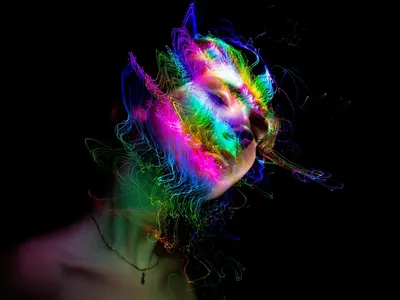 Woman face light painting 4k abstract wallpaper