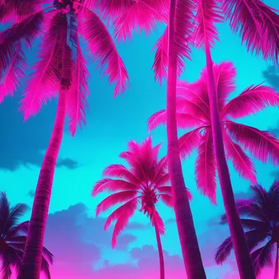 Neon Pink Palm Trees phone aesthetic wallpaper