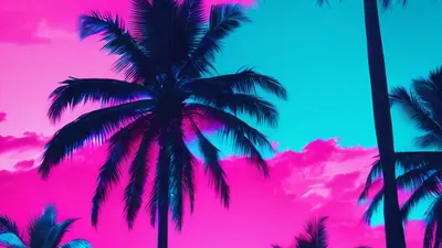 Neon Pink Palm Trees tablet aesthetic wallpaper