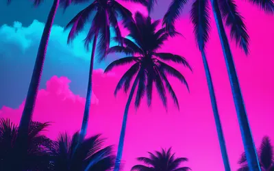 Neon Pink Palm Trees tablet aesthetic wallpaper