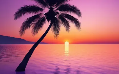Sunset Beach Silhouette tablet aesthetic wallpaper