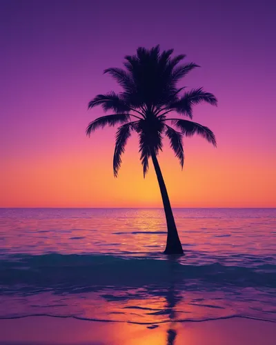 Sunset Beach Silhouette tablet aesthetic wallpaper