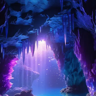 Underwater Crystal Cave phone aesthetic wallpaper