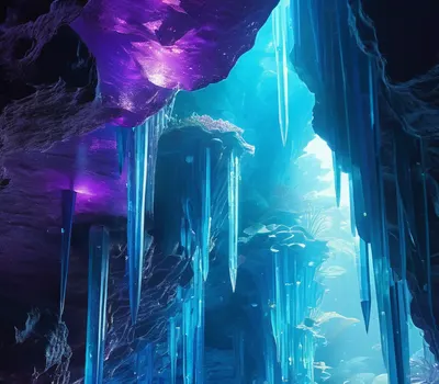 Underwater Crystal Cave phone aesthetic wallpaper
