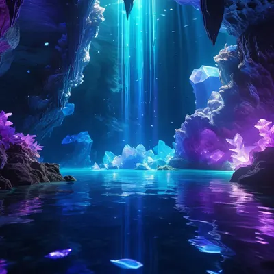 Underwater Crystal Cave tablet aesthetic wallpaper