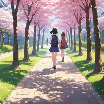 Anime Cherry Blossom School phone anime wallpaper