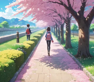 Anime Cherry Blossom School tablet anime wallpaper