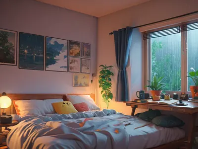Anime Cozy Room Rainy Day 4k anime wallpaper