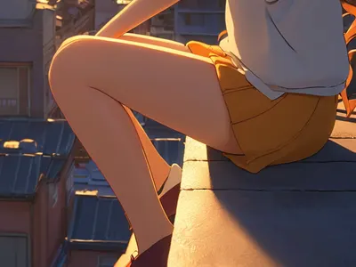 Anime Girl Watching Sunset City phone anime wallpaper