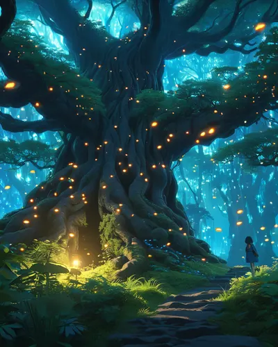 Anime Magical Forest Spirit tablet anime wallpaper