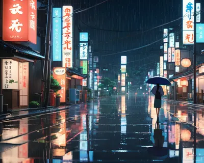 Anime Night Rain Street hd anime wallpaper