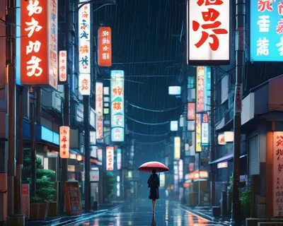 Anime Night Rain Street phone anime wallpaper