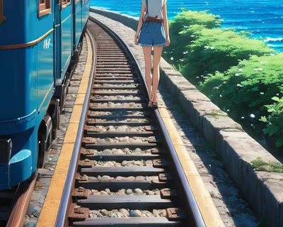 Anime Ocean Train phone anime wallpaper