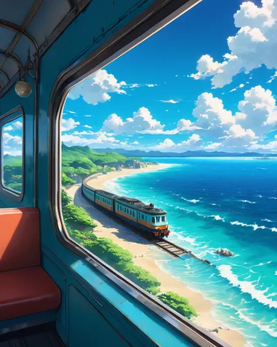 Anime Ocean Train tablet anime wallpaper