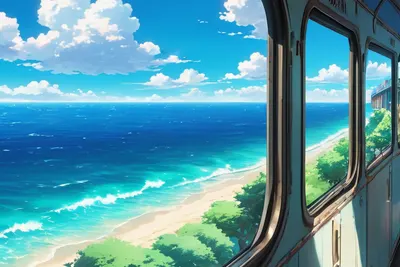 Anime Ocean Train tablet anime wallpaper