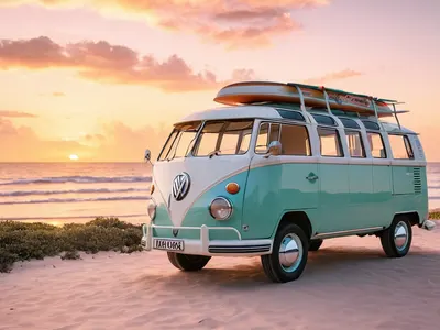 Classic VW Van Beach hd cars wallpaper