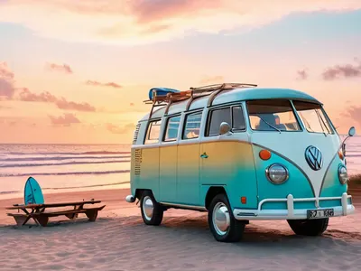 Classic VW Van Beach tablet cars wallpaper