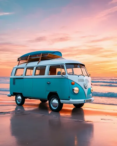 Classic VW Van Beach tablet cars wallpaper