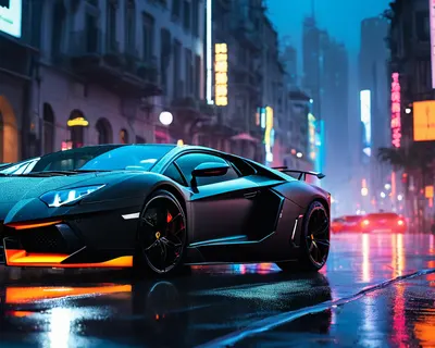 Lamborghini Neon City 4k cars wallpaper