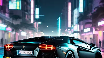 Lamborghini Neon City tablet cars wallpaper