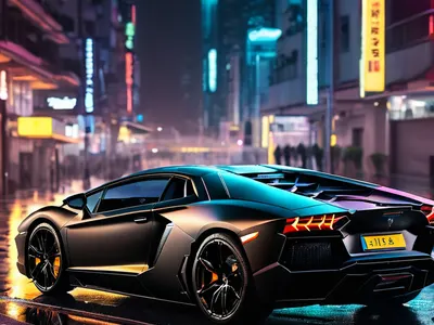 Lamborghini Neon City tablet cars wallpaper