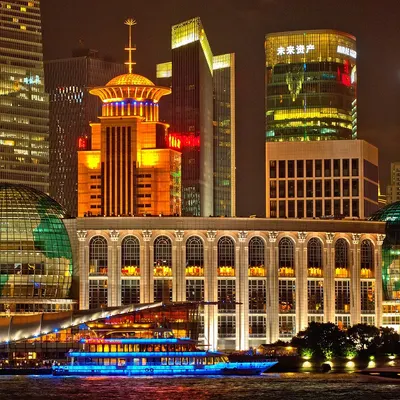 Buildings illuminated city 4k city wallpaper