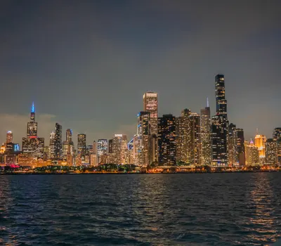 Chicago lake michigan night 4k city wallpaper