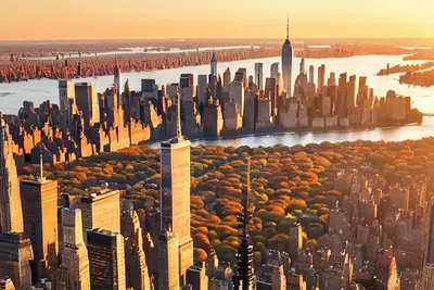 New York Aerial Golden Hour phone city wallpaper