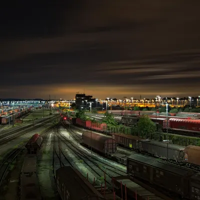 Railway station freight trains tracks 4k city wallpaper