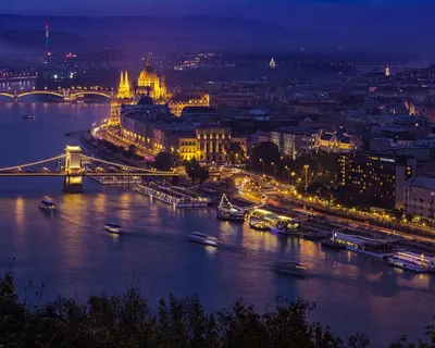 River budapest evening 4k city wallpaper