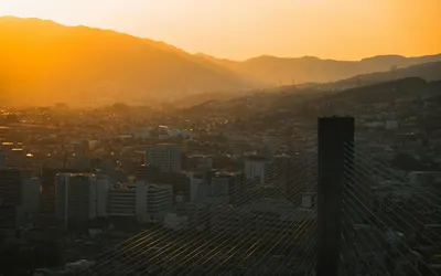 Stunning sunset over Ikeda city in Osaka, highlighting cityscape and mountain ba 4k city wallpaper