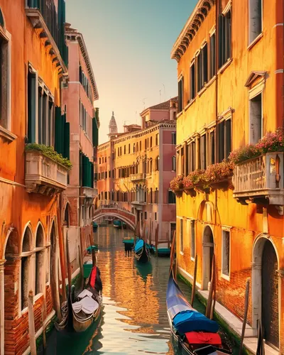 Venice Canal Sunset phone city wallpaper