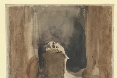 A Tomb and Studies of Windows in the Church of Valmont Abbey (recto); Four Studi hd dark wallpaper