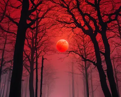 Dark Forest Blood Moon phone dark wallpaper