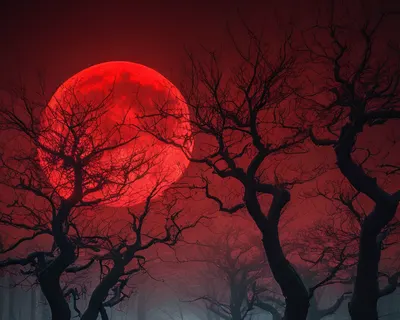 Dark Forest Blood Moon tablet dark wallpaper
