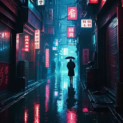 Dark Rainy Cyberpunk Alley phone dark wallpaper