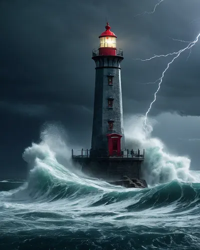 Dark Stormy Lighthouse phone dark wallpaper