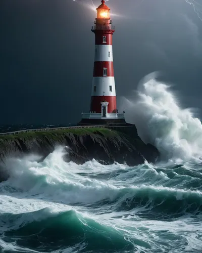 Dark Stormy Lighthouse phone dark wallpaper
