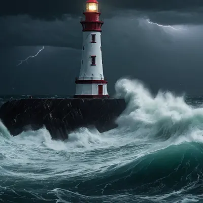 Dark Stormy Lighthouse tablet dark wallpaper
