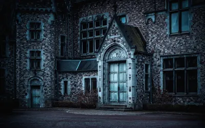 Mystical castle building 4k dark wallpaper