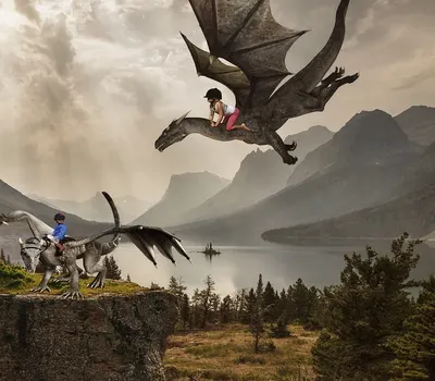Children dragon people 4k fantasy wallpaper
