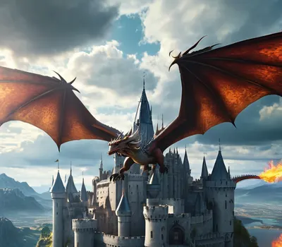 Dragon Flying Over Kingdom tablet fantasy wallpaper
