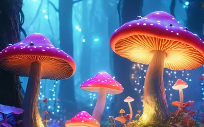 Enchanted Mushroom Forest phone fantasy wallpaper