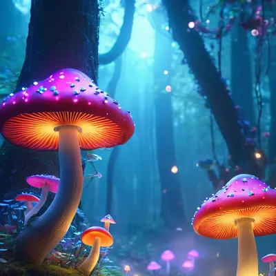 Enchanted Mushroom Forest phone fantasy wallpaper