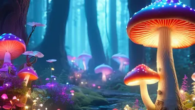 Enchanted Mushroom Forest tablet fantasy wallpaper